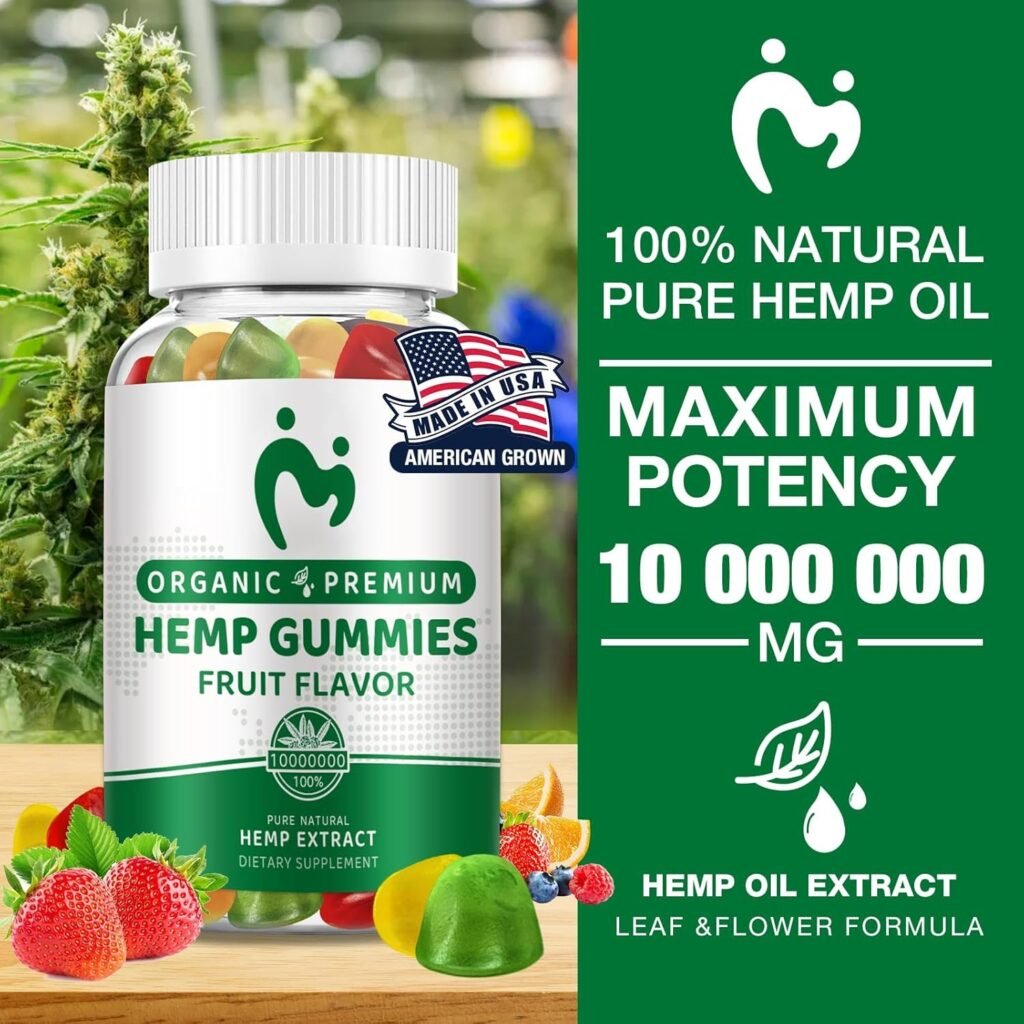 (2 Pack) Hemp Gummies 100% Natural Pure Extra Strength Organic Hemp Oil Extract Edible Vegan Low Sugar Hemp Gummy for Adults Made in USA