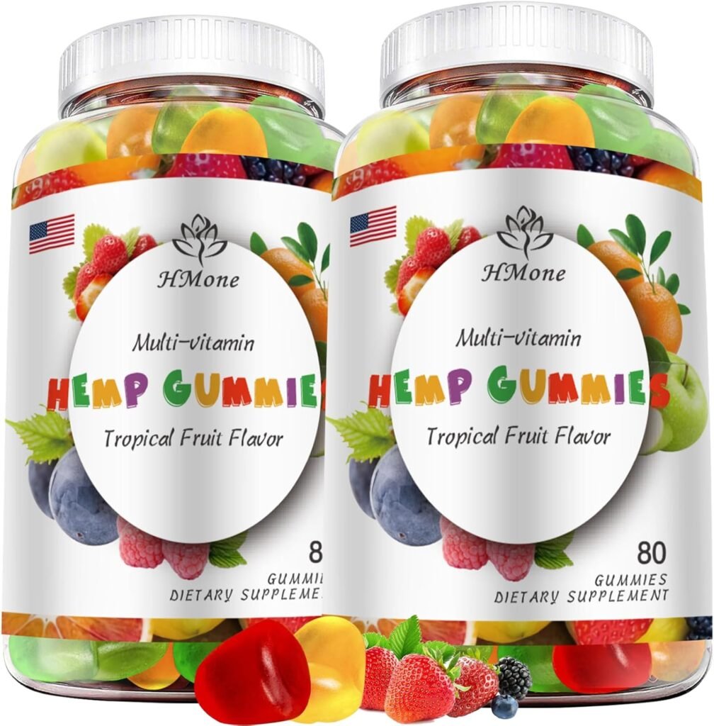 2 Pack Organic Hemp Gummies Extra Strengthen High Potency with Pure Hemp Oil Extract Vegan Edible Bear Candy - Non-GMO, Vegan, Low Sugar, Made in USA