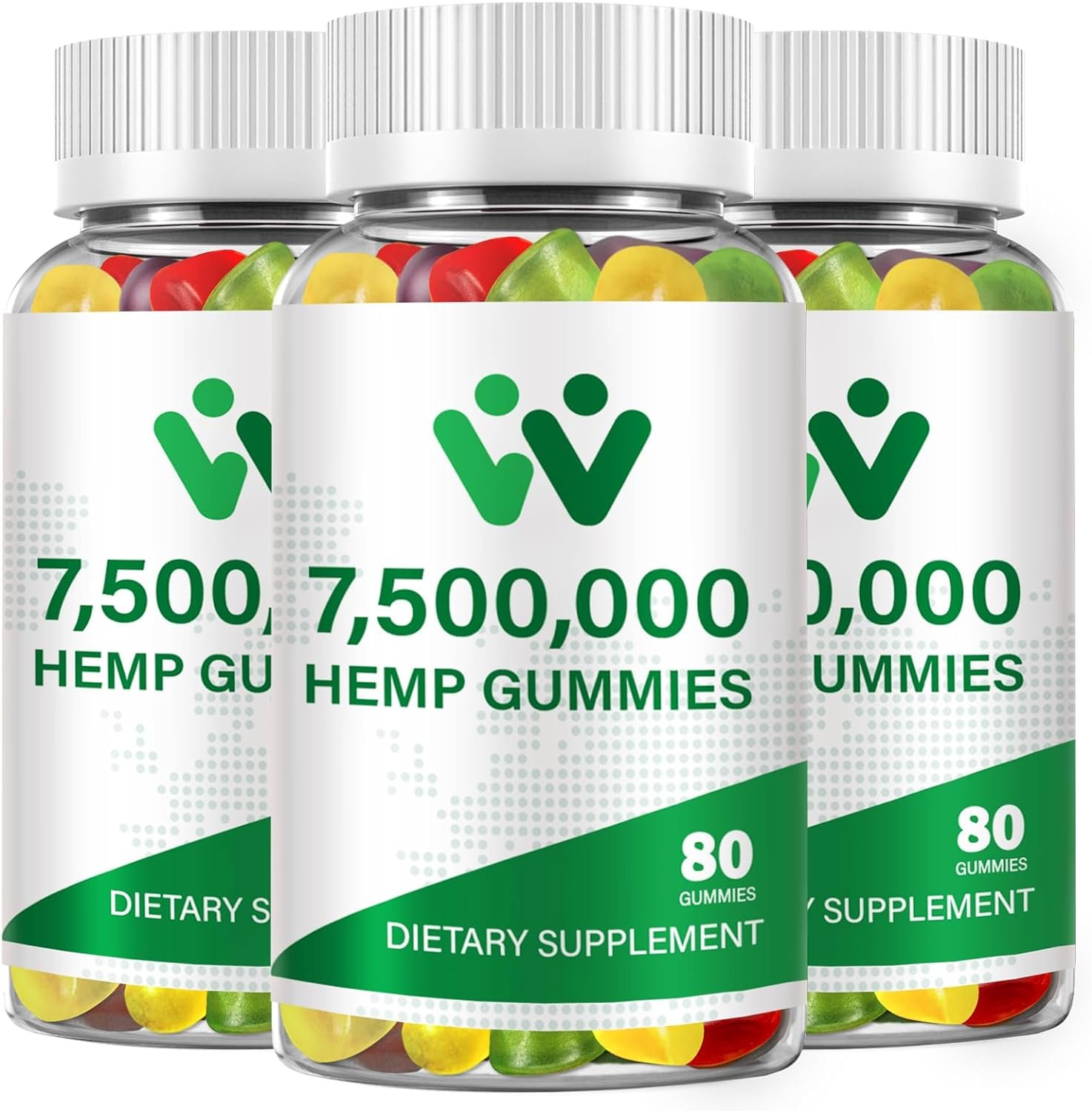 3 Packs Organic Hemp Gummies 7,500,000 High Strength - High Potency Hemp Oil Infused Gummies - Natural Hemp Candy Supplements - 240 Gummies