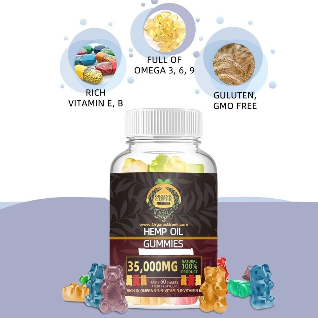 Best Tasting Hemp Gummie Bears 35,000 MG Natural, Muscle Relax, Sleep Calm, Stress Relief NO THC Natural Vitamins USA