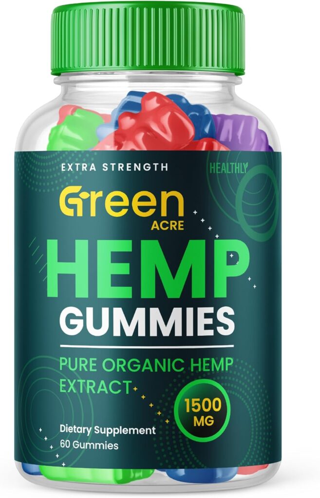 Green Acre Hemp Gummies - Official Formula - Green Acres Advanced Strength Performance Hemp Blend Formula, Big Size Green Acre Hemp Gomitas with 25mg Hemp, Great Taste 1500mg Per Bottle (60 Gummies)