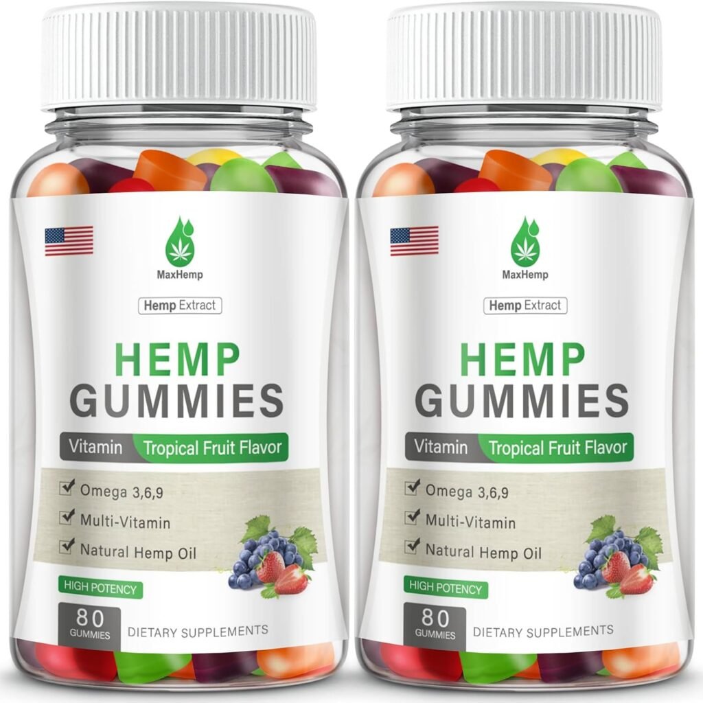 Hemp Gummies - 2 Packs Hemp Gummy 100% Natural Organic Extra Strength High Potency with Pure Hemp Oil Extract Vegan Bear Candy