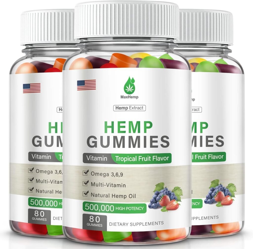 Hemp Gummies 3 Packs - 100% Natural Organic Hemp Gummy Extra Strength High Potency with Pure Hemp Oil Extract Vegan Edible Bear Candy Made in US