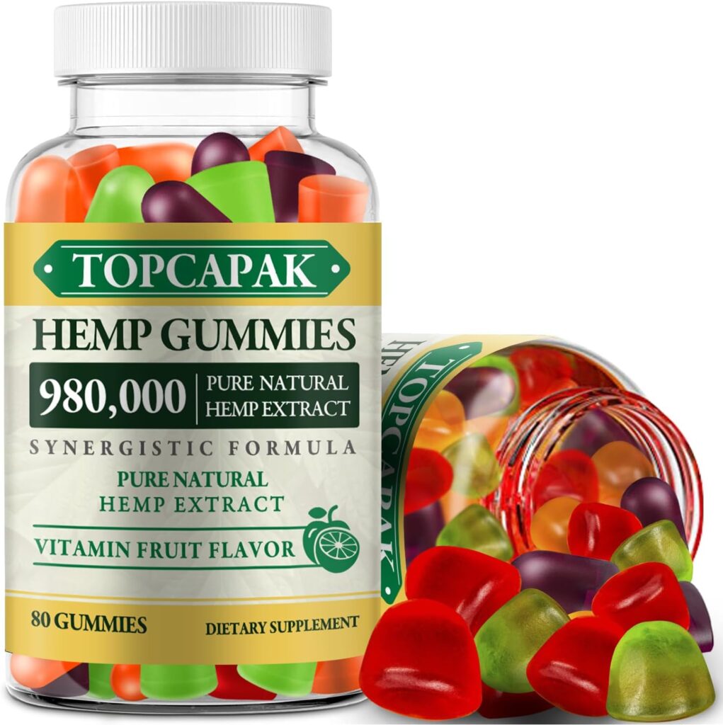 Hemp Gummies High Potency Hemp Supplement Extra Strength with Pure Natural Hemp Oil Extract - Best Edible Hemp Gummy for Adult Made in USA