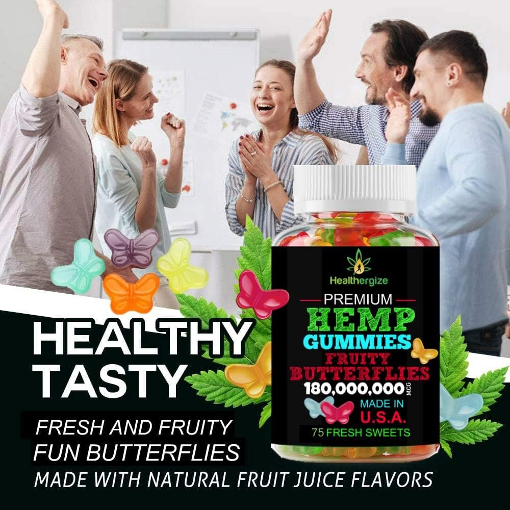 Hemp Gummies-Premium Gummy Bears, Best Tasting-Made in USA-Fruity Flavor Natural Hemp Oil-for Calm, Relax, Chill, Sleep, Discomfort, Knees, Back, Joints, Muscles-60 Pieces