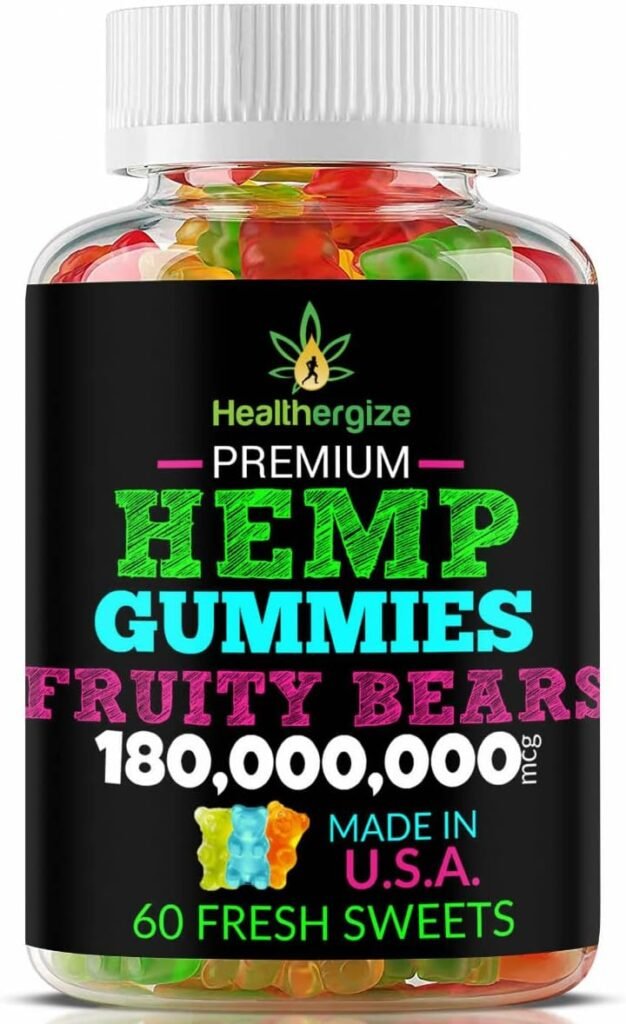 Hemp Gummies-Premium Gummy Bears, Best Tasting-Made in USA-Fruity Flavor Natural Hemp Oil-for Calm, Relax, Chill, Sleep, Discomfort, Knees, Back, Joints, Muscles-60 Pieces