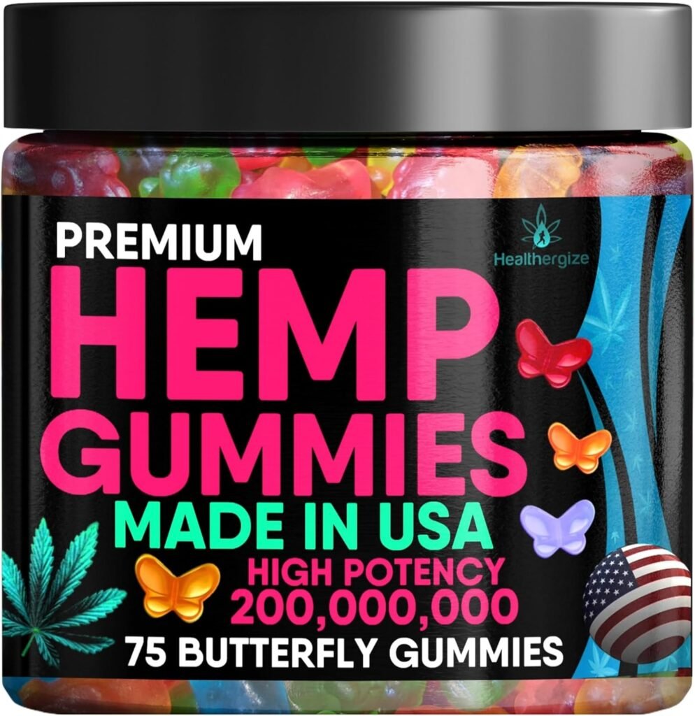 Hemp Gummies Premium- Hemp Oil Infused Gummy Bears Edibles, Natural Omega for Deep  Healthy Bedtime Relief, Gomitas para Dormir, Fruity Butterfly, Peace and Relaxation, Mood Balance-Made in USA