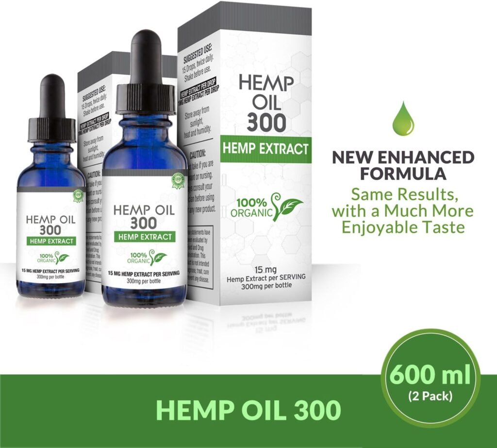 Hemp Oil (2 Pack) 600mg - 100% Organic Hemp Drops - Rich in Omega Fatty Acids 3 6 9 - Grown and Made in USA - with MCT Oil