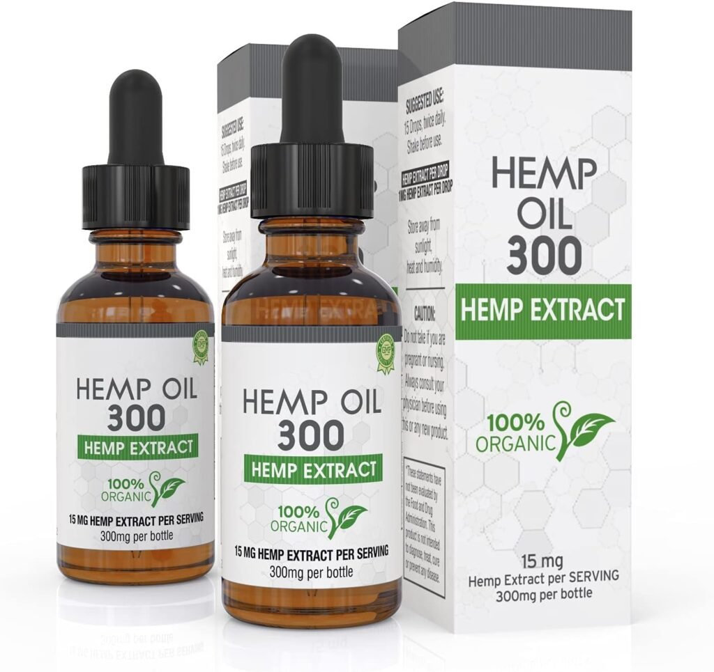 Hemp Oil (2 Pack) 600mg - 100% Organic Hemp Drops - Rich in Omega Fatty Acids 3 6 9 - Grown and Made in USA - with MCT Oil