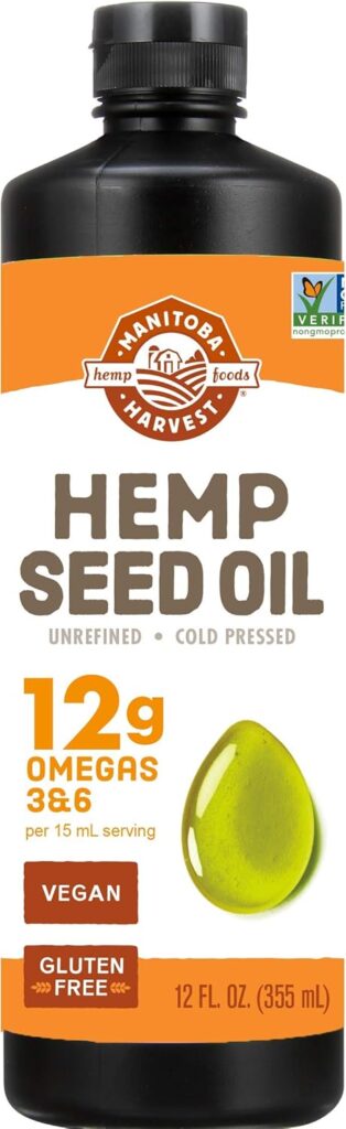 Hemp Oil – Cold Pressed, Premium Quality – 12g of Omegas 3  6 Per Serving – Hydrate, Calm  Nourish Skin - Non GMO, Vegan, Gluten Free Hemp Seed Oil – Great for cooking, salad dressings - 32 Fl Oz