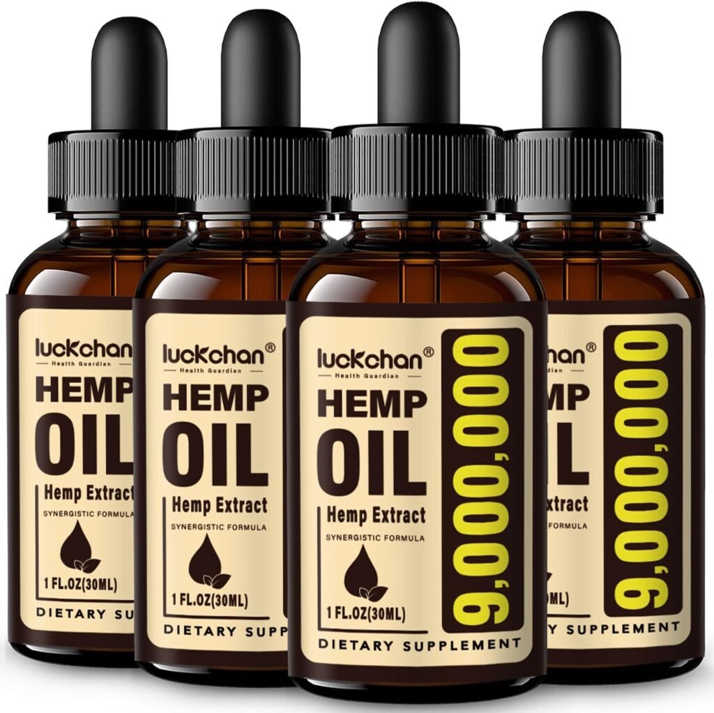 Hemp Oil Organic Extra Strength (4-Pack) High Potency Hemp Drops Natural Hemp Extract, Non-GMO, Low Sugar, Made in USA (Natural)