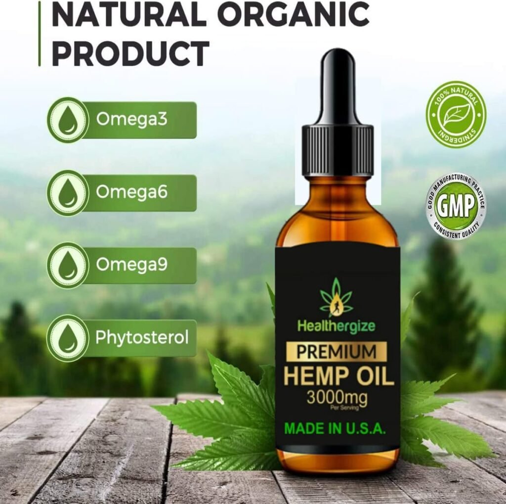 Hemp Oil Premium, Non-GMO, Unrefined with Full Flavor and Natural Benefits, Pure Organic, for Calm, Sleep, Discomfort-Product of The USA