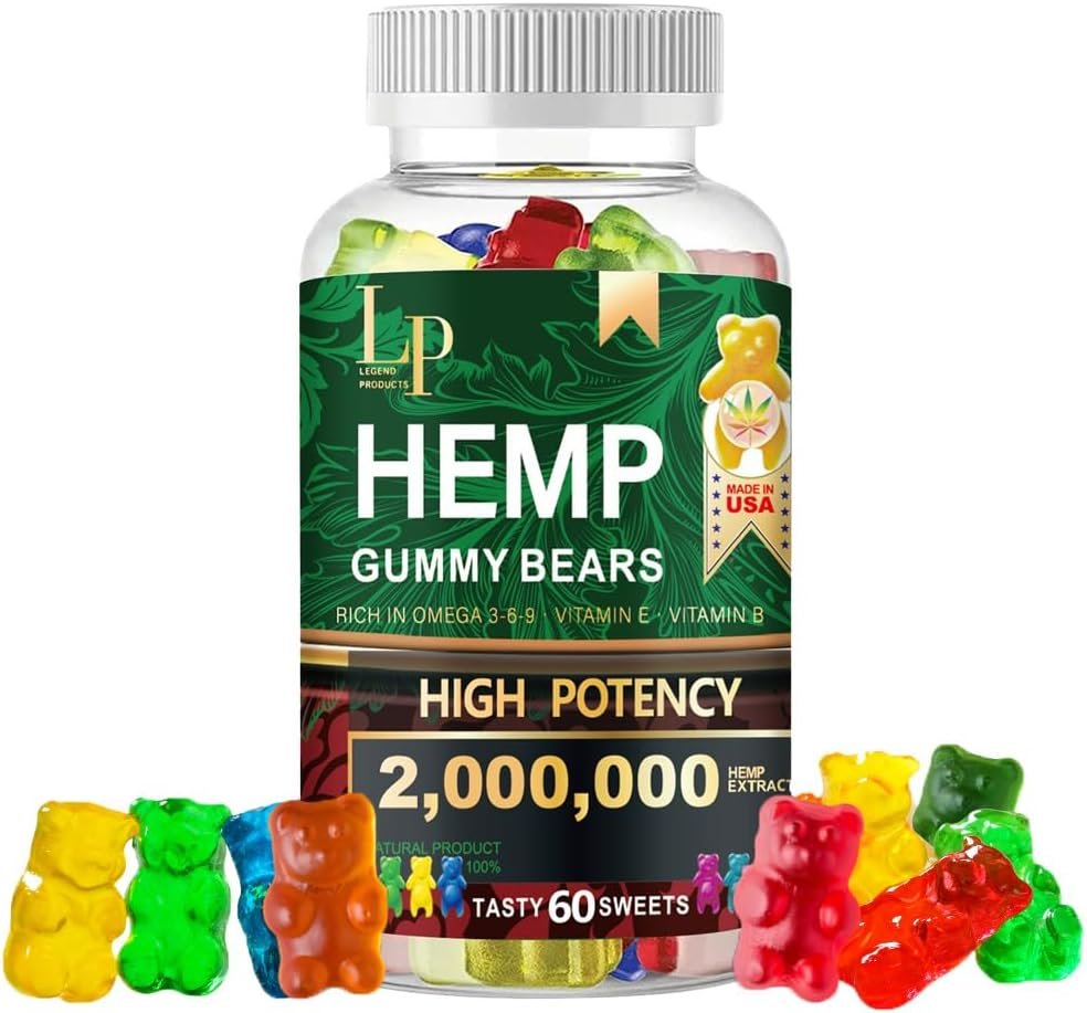 Legend - Hemp Gummies 2,000,000mg High Potency Natural Hemp Oil Infused Gummies for Restful Sleep, Calm, Inflammation – Fruity Flavors Organic Hemp Extract Gummies (60 Gummies)