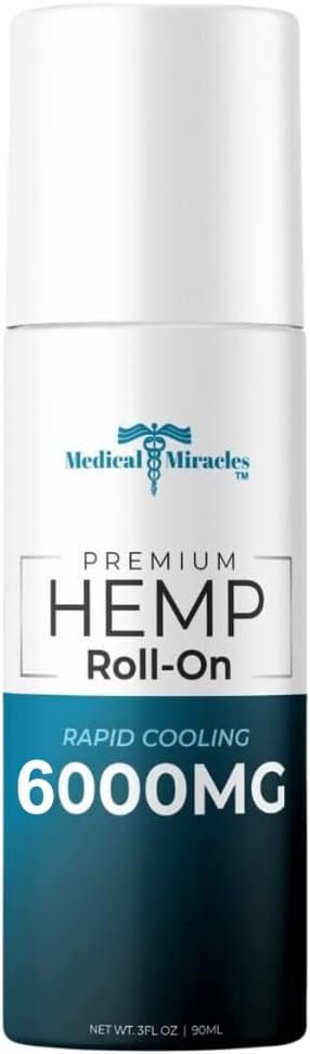 New Hemp Oil Roll On - Ideal Relief for Muscles, HIPS, Joints, Neck, Back, Elbows, Fingers, Hands, and Knees Made in USA (6000mg Roll-On)