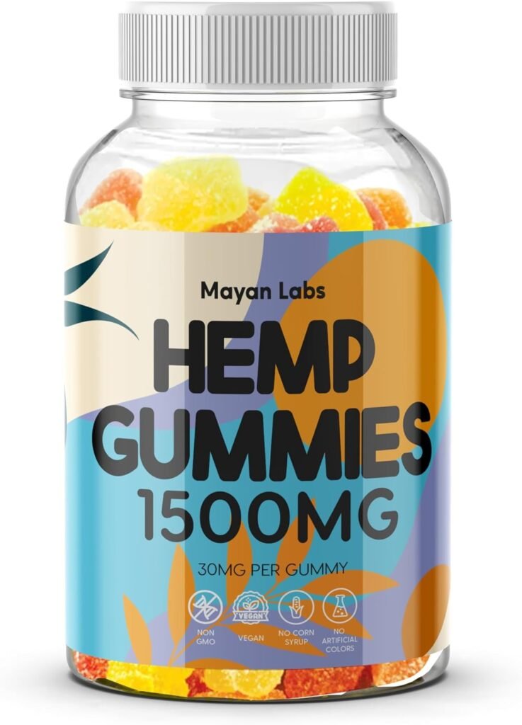 Organic Hemp Gummies High Potency Supplement with Pure Hemp Oil Extract - Natural Edibles Natures Leaf Gummy Bloom L-Theanine Ashwagandha Vegan Vitamin B2 Omega 3-6-9 Complex