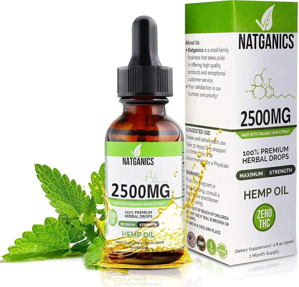 Organic Hemp Oil 2500mg - Ultra Premium Hemp Oil Drops 2500mg - Natural Hemp Oil Extract Tincture - Non-GMO Ultra-Pure CO2 Extracted Drops - Omega Fatty Acids 3 6 9 - Organically Grown  Made in USA