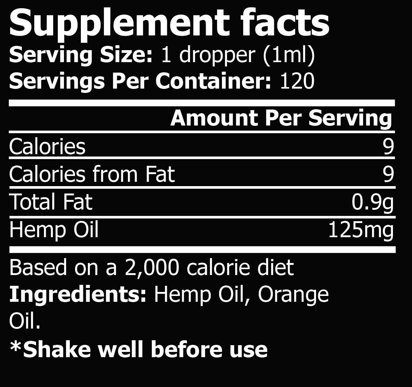 Premium Hemp Oil :: Hemp 15,000mg :: Hemp Extract :: May Help with Joint Support, Hair, Skin, Nails  More :: Rich in Omega 3,6,9 (4oz, Orange)